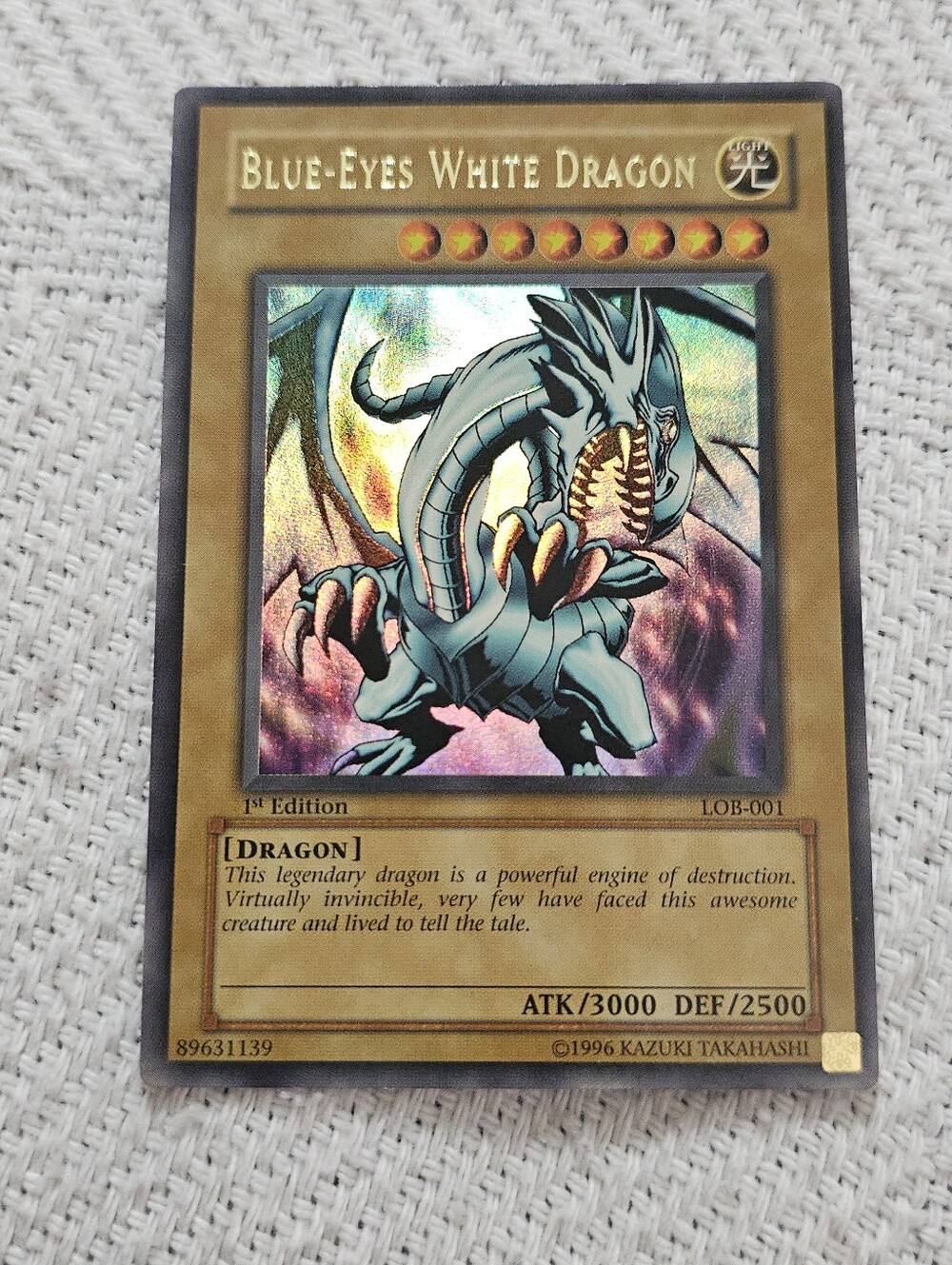 LOB-001 Blue eyes white dragon 1st edition Yu-Gi-oh! Card excellent  Condition